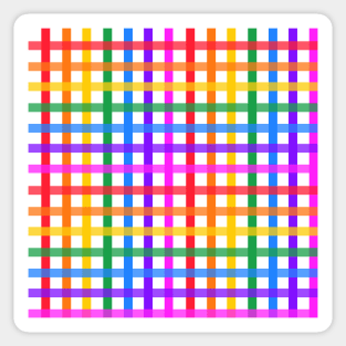 Bright rainbow plaid Sticker